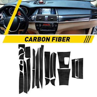 3D PVC Carbon Fiber Center Control Console Trim for BMW X5 E70 X6 E71 2008-2014 - Image 1 of 4