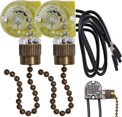 Interruptor de luz de ventilador de teto Zing Ear ZE-109 dois fios com puxador ZE-109, bronze  - Imagem 1 de 4