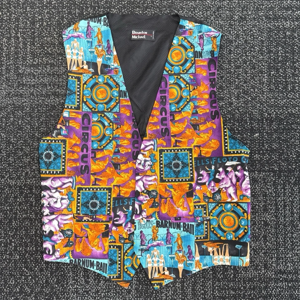 Brandon Michael Vest Waist Coat Mens Large Barnum Bailey Circus Animals Vintage - Image 1 of 4
