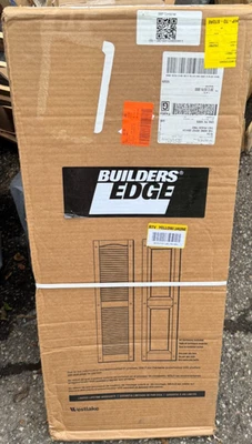 Builders Edge 14.5in. x 36in. Louvered Vinyl Exterior Shutters Pair Forest Green - Image 1 of 2