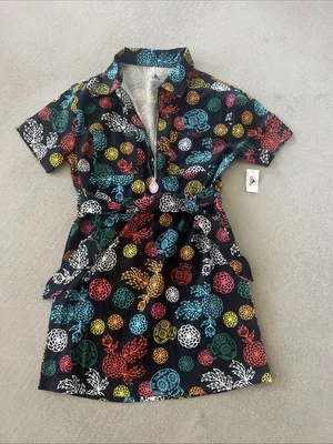 DISNEY x PIXAR COCO Girls 13 Black Multicolor Floral Skull Zip Back Tie Dress - Image 1 of 4