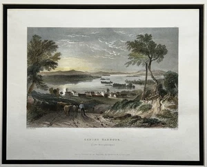 Orig. 1838 Druck, Centre Harbor, Lake Winnipesaukee NH, Passepartout-Frame Ready, Bartlett - Bild 1 von 8
