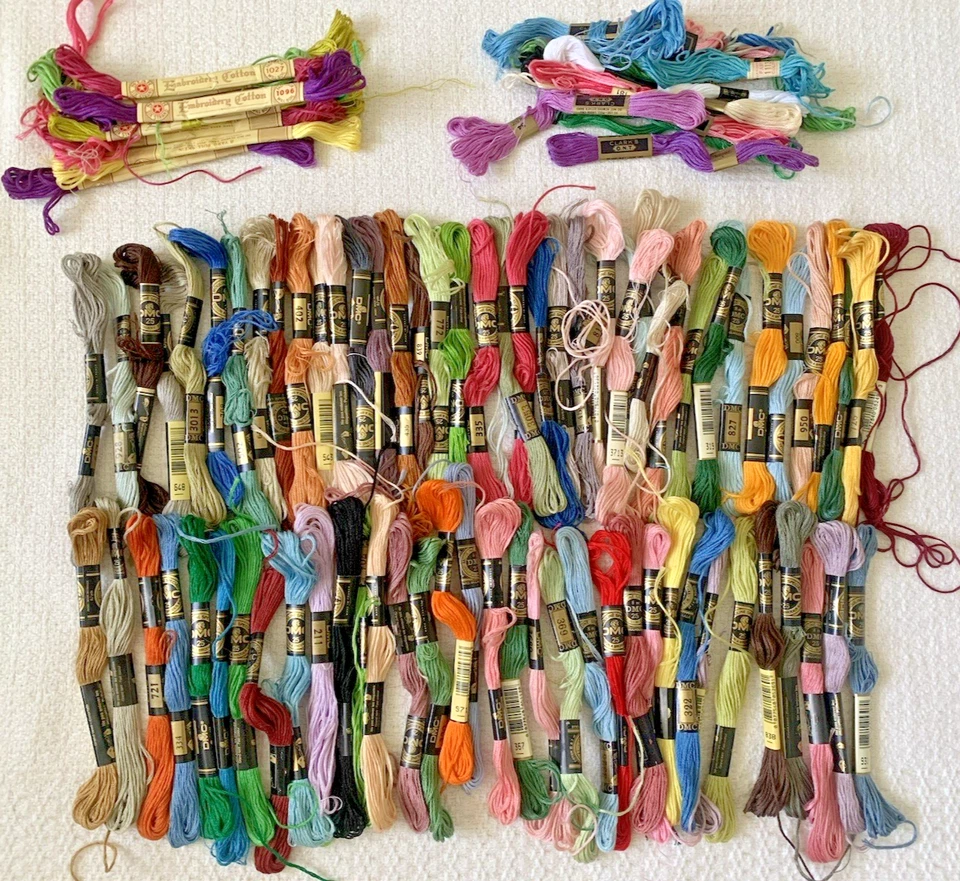 DMC Lot 70+ Cotton Embroidery Thread Floss Assorted Colors Vintage 6 Strand - Image 1 of 4