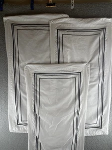 Everhome Baratta set 3 King Border Sham White Blk Trim Indian cotton 33"x17" - Picture 1 of 11