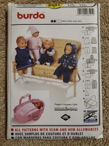 Burda Pattern 8591 Baby Doll Clothes Jacket, Top, Pants Doll Carrier  M, L Cut - Picture 1 of 2