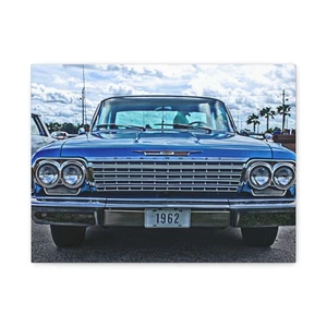 Canvas Wall Art, Classic Chevy Impala, Vintage Home Decor, Retro Car Enthusiast, - Picture 1 of 6