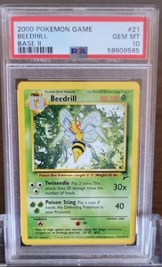 2000 WotC vintage Pokemon Base Set II Unlimited #21/130 Beedrill PSA 10 Gem Mint - Picture 1 of 2