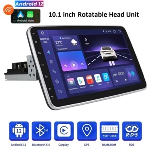 10.1" Rotatable 1Din Android 12 8Core CarPlay Car Stereo Radio GPS DSP BT 4+32GB - Picture 1 of 14