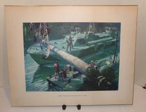 WWII ELCO ELECTRIC BOAT COMPANY 1944 THE "GREEN DRAGON'S" LAIR PRINT / POSTER - Picture 1 of 11