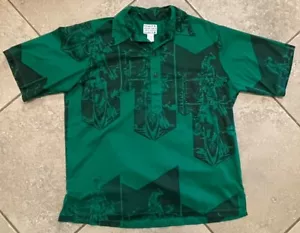 Vintage 70’s Nake’u Awai Hawaiian Shirt Honolulu HI Green/Black Sz Large Rare - Picture 1 of 6
