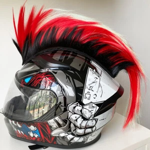 1Pc Motorcycle Mohawk Helmet Wig Sticker Helmet Decorations Wigs Cockscomb Decor - Picture 1 of 21