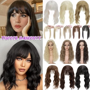 Toupet Toupee Clip In Hair Topper Extension Haarteil mit Pony Glatt Welle 25cm - Bild 1 von 27