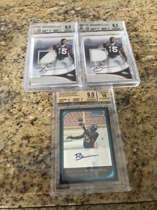 2008 BRANDON MARSHALL 3 CARD ROOKIE AUCTION BOWMAN CHROME SP AUTHENTIC AUTO /999 - Picture 1 of 2