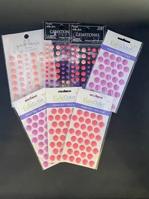 7 paquetes de pegatinas de gemas de puntos esmaltados rosa púrpura adornos brillantes álbumes de recortes Foto 1 de 4