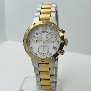 Bulova Diamond Women's Rose Chronograph Steel Sapphire Crystal 30mm Watch 98R210 - Picture 1 of 8