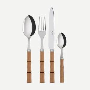 SABRE PARIS SET DE 4 COUVERTS BAMBOU BOIS STRATIFIE CLAIR NEUF C1 - Picture 1 of 1