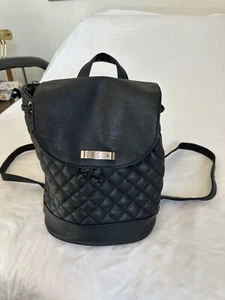 Claire's Black quilted women's Backpack style purse W/drawstring - Picture 1 of 9
