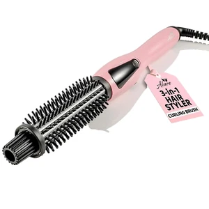 Heated Styling Brush 3-in-1 Ionic Hair Curler/Straightener Anti-Scald Bristles - Picture 1 of 7