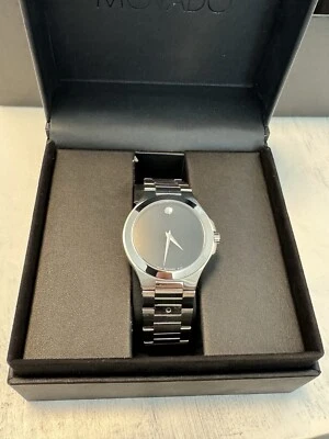 MOVADO CORPORATE EXCLUSIVE EDELSTAHL BLACK DIAL HERREN ARMBANDUHR UHR NEU - Bild 1 von 4