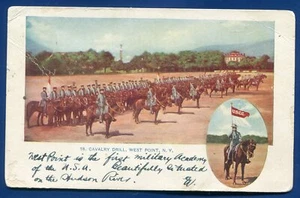 Cavalry Drill West Point New York NY Postkarte gestempelt 1910. - Bild 1 von 2