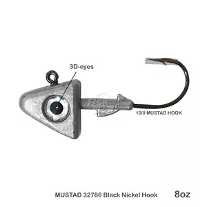 Pescado ¡WOW! Lote de 8 oz cabezal de plantilla de sombra 32786 MUSTAD 2x fuerte 10/0 níquel liso - Imagen 1 de 13
