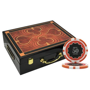 JUEGO DE 500 FICHAS DE PÓQUER MRC POKER ECLIPSE 14G ESTUCHE DE MADERA DE ALTO BRILLO - Imagen 1 de 5
