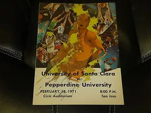 1971 PEPPERDINE AT SANTA CLARA COLLEGE BASKETBALL PROGRAM NR MINT - Picture 1 of 1