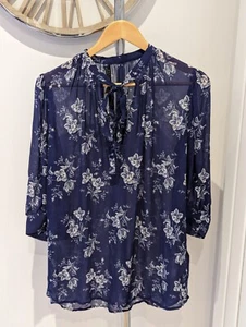 polo ralph lauren Shearling Blouse In Navy Floral New With Tags Size Medium - Picture 1 of 11