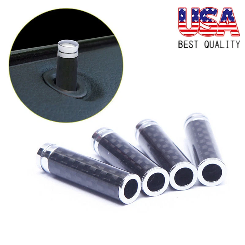 Manijas de perilla de cerradura de puerta interior de fibra de carbono real universal para automóvil 4 piezas Foto 1 de 4