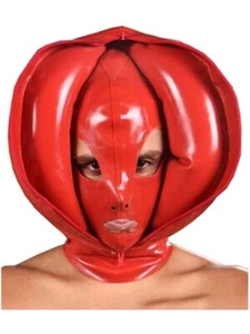 Latex Gummi Dress Puffärmel Rot Kleid Rubber Sexy Fashion Skirt Ruffle Cool Rock - Picture 1 of 2