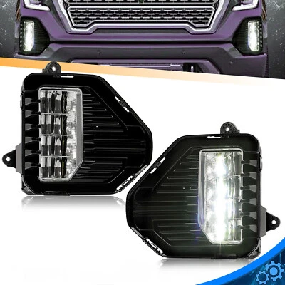 For GMC Sierra 1500 Denali 2019-2022 LED Fog Lights Driving Lamps W/Bezel Black - Image 1 of 4