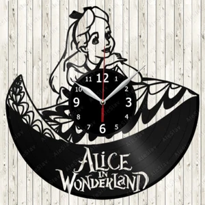 Alice in Wonderland Cartoon Vinyl Record Wall Clock Decor Handmade 1925 - Picture 1 of 12