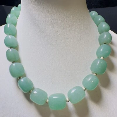 "Collar gargantilla CW piedras preciosas de ágata verde SS 925 broche y estación de cuentas 16""-19""" Foto 1 de 4