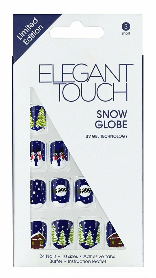 ELEGANT TOUCH SNOW GLOBE 24 NAILS IN 10 SIZES UV GEL- NEW (LOT OF 2) - Image 1 of 1