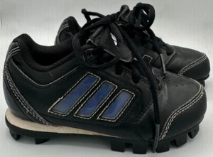 Adidas Cleats Baseball Soccer Black Blue Stripes Boy US Size 10k Team Sports GUC - Picture 1 of 8