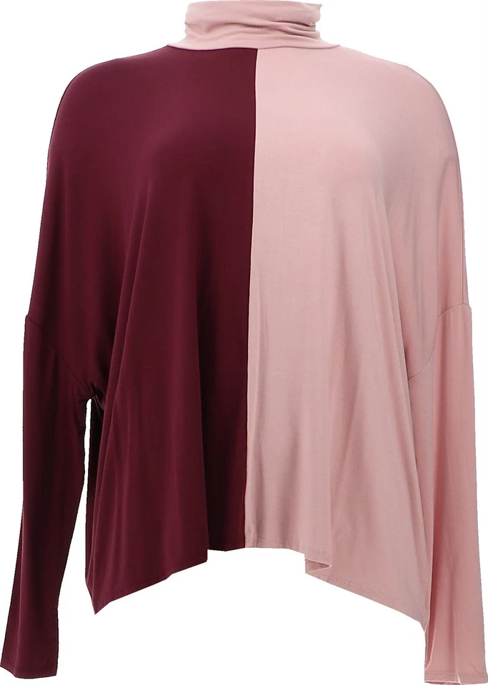 Top WynneLayers Colorblocked Cuello Alto No Estructurado BORGOÑA ROSA S NUEVO SIN ETIQUETAS (10) Foto 1 de 1