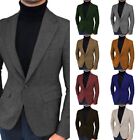 Men Classic Jacket Tweed Retro Vintage Herringbone Coat Blazer Overcoat 42 44 48