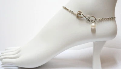 Tobillera de plata esterlina Infinity Love + cadena tortuga (9") Foto 1 de 3