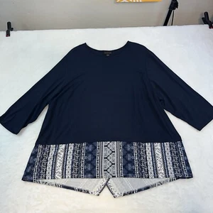 Top para mujer Jill Wearever Collection 3X azul marino a rayas dobladillo en capas elástico - Imagen 1 de 13