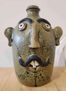 SELTENE signierte Sid and Matt Luck glasierter Gesichtskrug Volkskunst 1998 Keramik - Ausgezeichnet - Bild 1 von 9