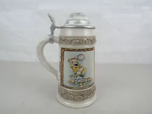 Gerz Germany Stein Gary Patterson Tennis Theme Humor 97% Zinn Pewter Lid - Picture 1 of 11