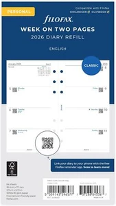 Filofax Persönliche Woche auf zwei Seiten Tagebuch Nachfüller - 2026 Montag Start - Bild 1 von 5