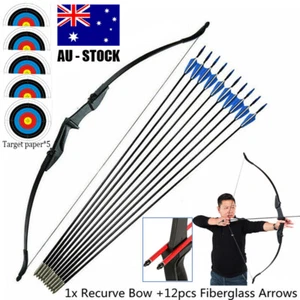 57" Archery Takedown 20-40lb Recurve Bow / 12x Arrow Set for Hunting L/R Hand - Picture 1 of 39
