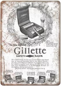 Letrero de metal de reproducción de 12"" x 9"" de navaja de seguridad Gillette anuncio vintage ZF71 - Imagen 1 de 1