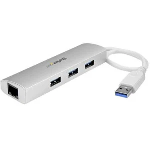 StarTech 3Port USB Hub w/ Gigabit Network Adapter - Silver USB 3 Hub ST3300G3UA - Picture 1 of 5
