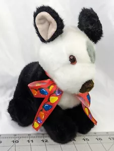 Hallmark Black White Dog Plush Gray Spot Eye 10 Inch Stuffed Animal Toy - Picture 1 of 8