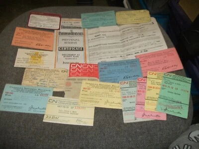 COLLECTION OLD, C N R  RAILROAD DOCUMENTS, CARDS ,INSURANCE POLICY, 1931-1980 - Image 1 of 2