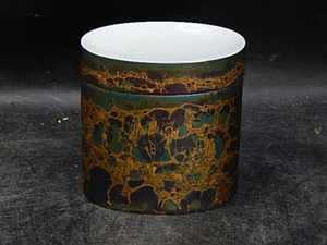 Rosenthal Studio-linie handgemalt Deckeldose Raucherdose ? marmoriert gold grün - Bild 1 von 3