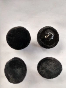 11 BLACK GERMAN COTTON VELVET COVERED 3/4 inch ROUND METAL SHANK BUTTONS COV6 - Picture 1 of 4