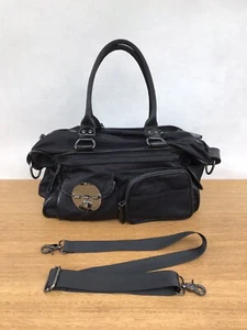 ☘️ Mimco Lucid Nylon Turnlock Crossbody Shoulder Dieper Nappy Bag Handbag Black - Picture 1 of 10